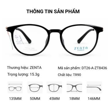 Gọng Kính Tròn ZENTA DT26-A-ZT8436 – Chính Hãng