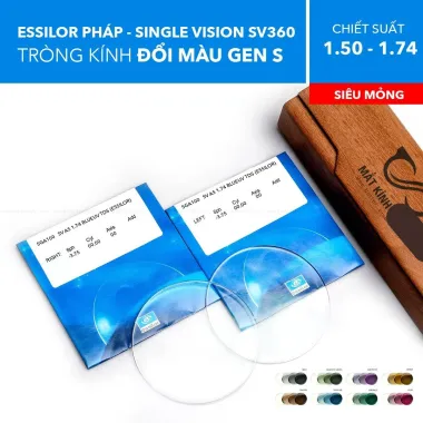 Tròng Kính Kỹ Thuật Số Single Vision Đổi Màu Transitions Gen S Crizal Rock SV360 Essilor