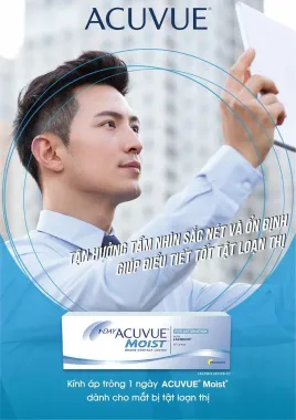 Kính Áp Tròng Lens Cận Loạn Trong Suốt Không Màu 1 Ngày Johnson & Johnson 1 Day Acuvue Moist for ASTIGMATISM Chính Hãng