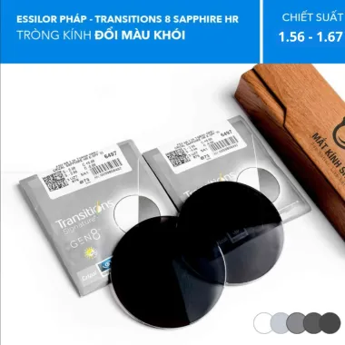 Tròng Kính Đổi Màu Transitions 8 Sapphire HR Essilor