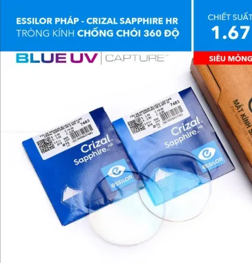 Tròng Kính Mỏng Chống Ánh Sáng Xanh Crizal Rock Blue Uv Essilor 1.60