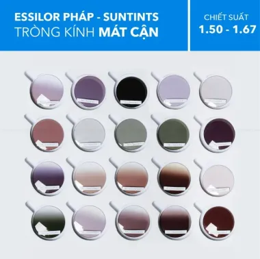 Tròng Kính Râm Cận Essilor Suntints Blue UV MaxAz