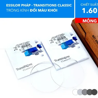 Tròng Kính Mỏng Đổi Màu Khói Transitions Classic Essilor 1.60