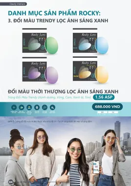 Tròng Kính Đổi Màu Trendy Rocky 1.56 SHMC