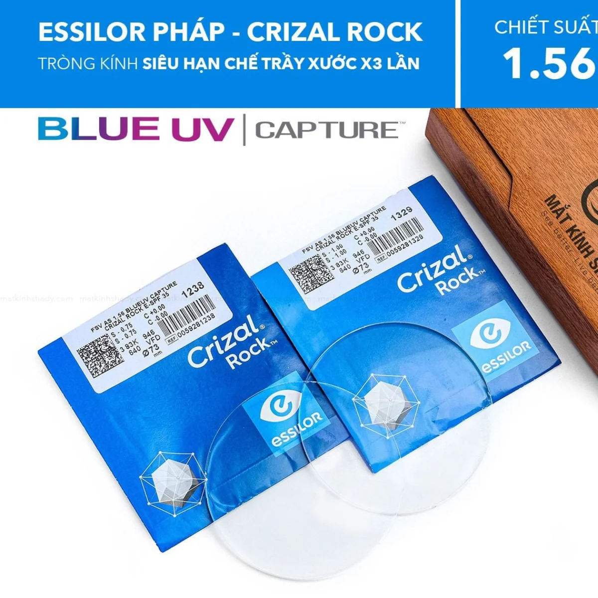 Tròng Kính Chống Ánh Sáng Xanh Blue UV Crizal® Rock™ Essilor 1.56
