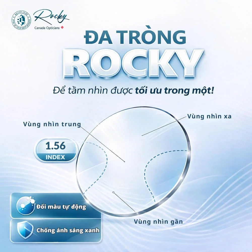 Đa Tròng Rocky 1.56 Digital Đổi Màu & Lọc Ánh Sáng Xanh Chính Hãng