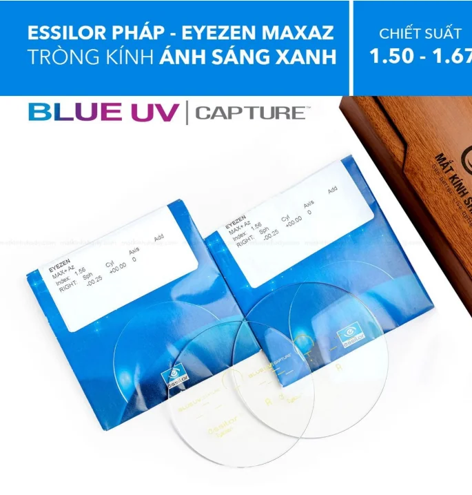 Tròng Kính Chống Ánh Sáng Xanh Blue Uv Eyezen Start/ Eyezen Boost Váng Maxaz Essilor