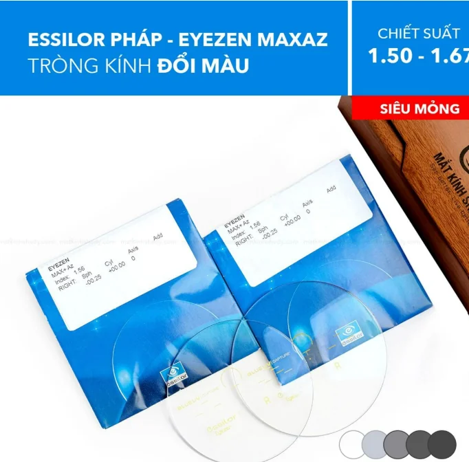 Tròng Kính Đổi Màu Transitions Gen S Eyezen Start/ Eyezen Boost Váng Maxaz Essilor