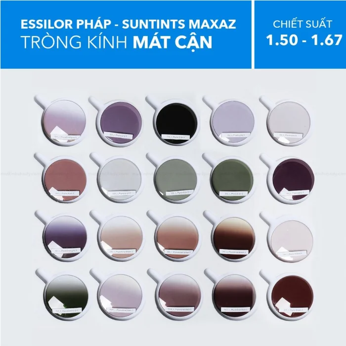 Tròng Kính Râm Cận Essilor Suntints MaxAz
