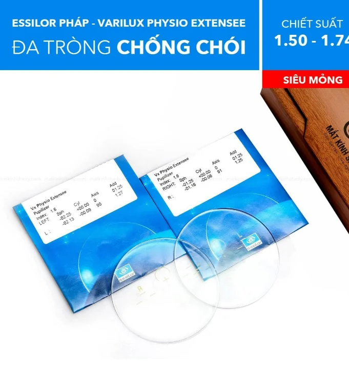 Tròng Kính Đa Tròng Chống Chói Essilor Varilux Physio Extensee Clear 1.50/ 1.59/ 1.60/ 1.67/ 1.74