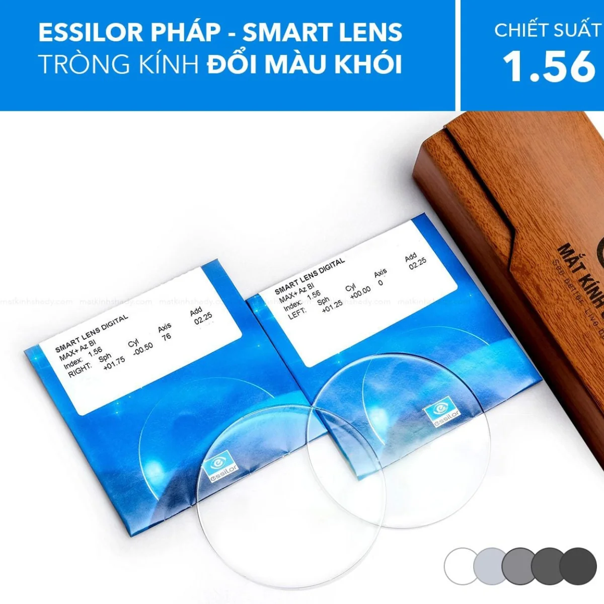 Đa Tròng Đổi Màu Smart Lens Sunx Essilor 1.56