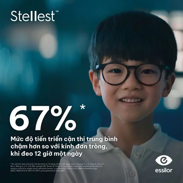 Tròng Kính Kiểm Soát Tiến Triển Cận Thị Stellest Essilor 1.59 Airwear